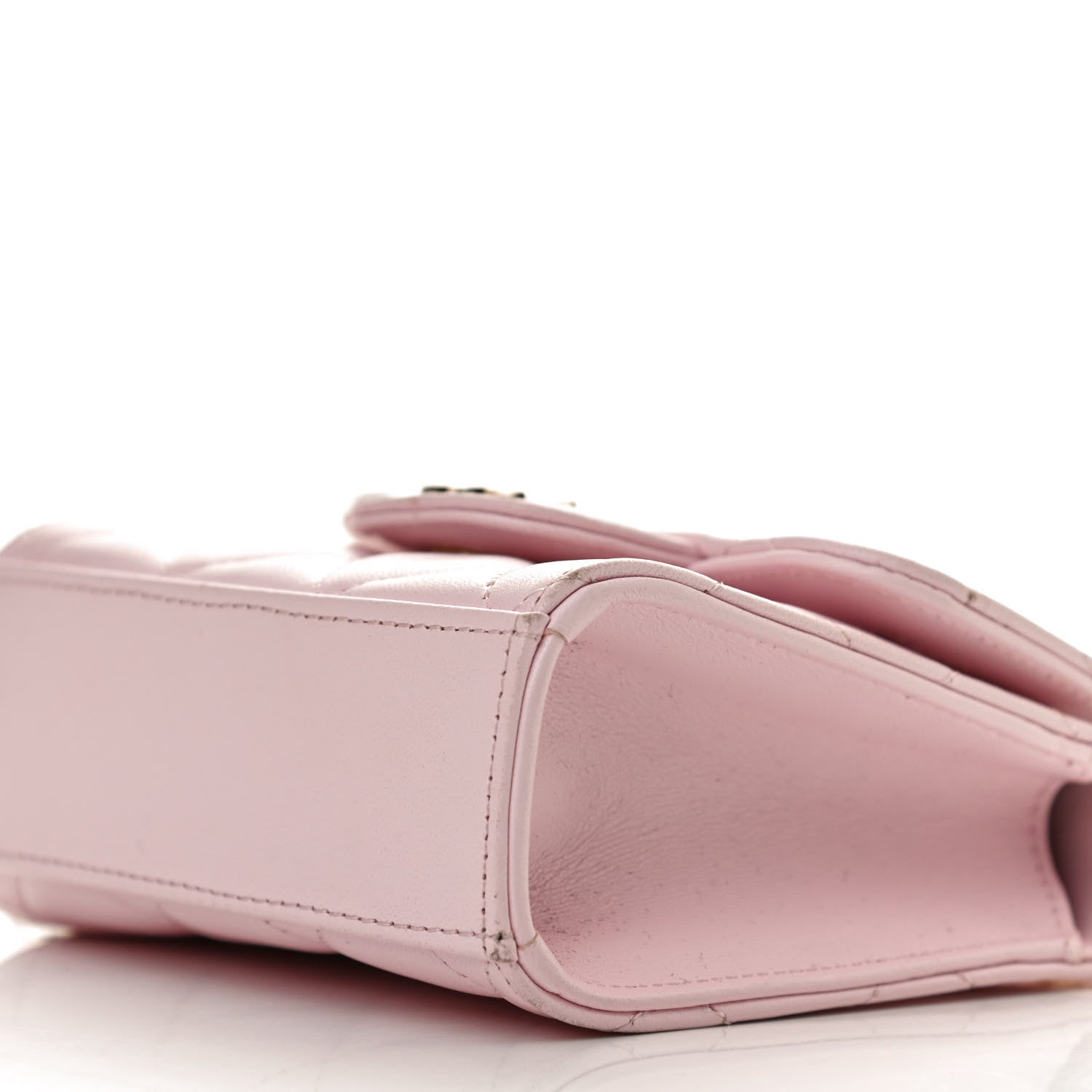 Chanel Lambskin Quilted Top Handle Clutch With Chain Light Pink 10 of 14