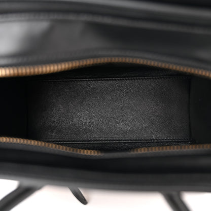 Celine Calfskin Lambskin Canvas Jacquard Floral Nano Luggage Black 5 of 11