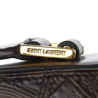 Saint Laurent Reptile Calfskin Embossed Patchwork Medium Animal Monogram Universite Bag Brown 9 of 9