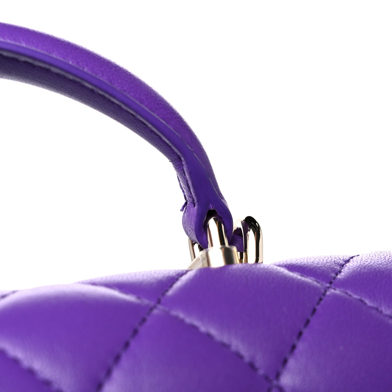 Chanel Lambskin Quilted Mini Top Handle Rectangular Flap Dark Purple 11 of 11