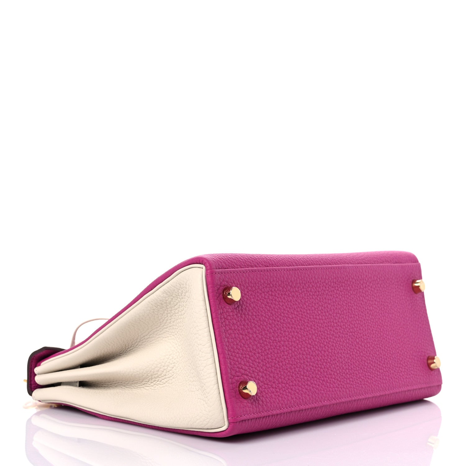 Hermes Togo Horseshoe Kelly Retourne 28 Rose Pourpre Craie 4 of 11