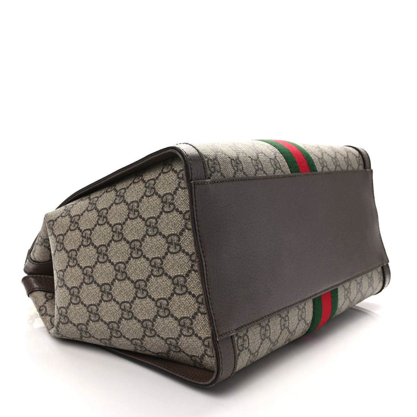 GG Supreme Monogram Web Medium Ophidia Tote Bag Brown