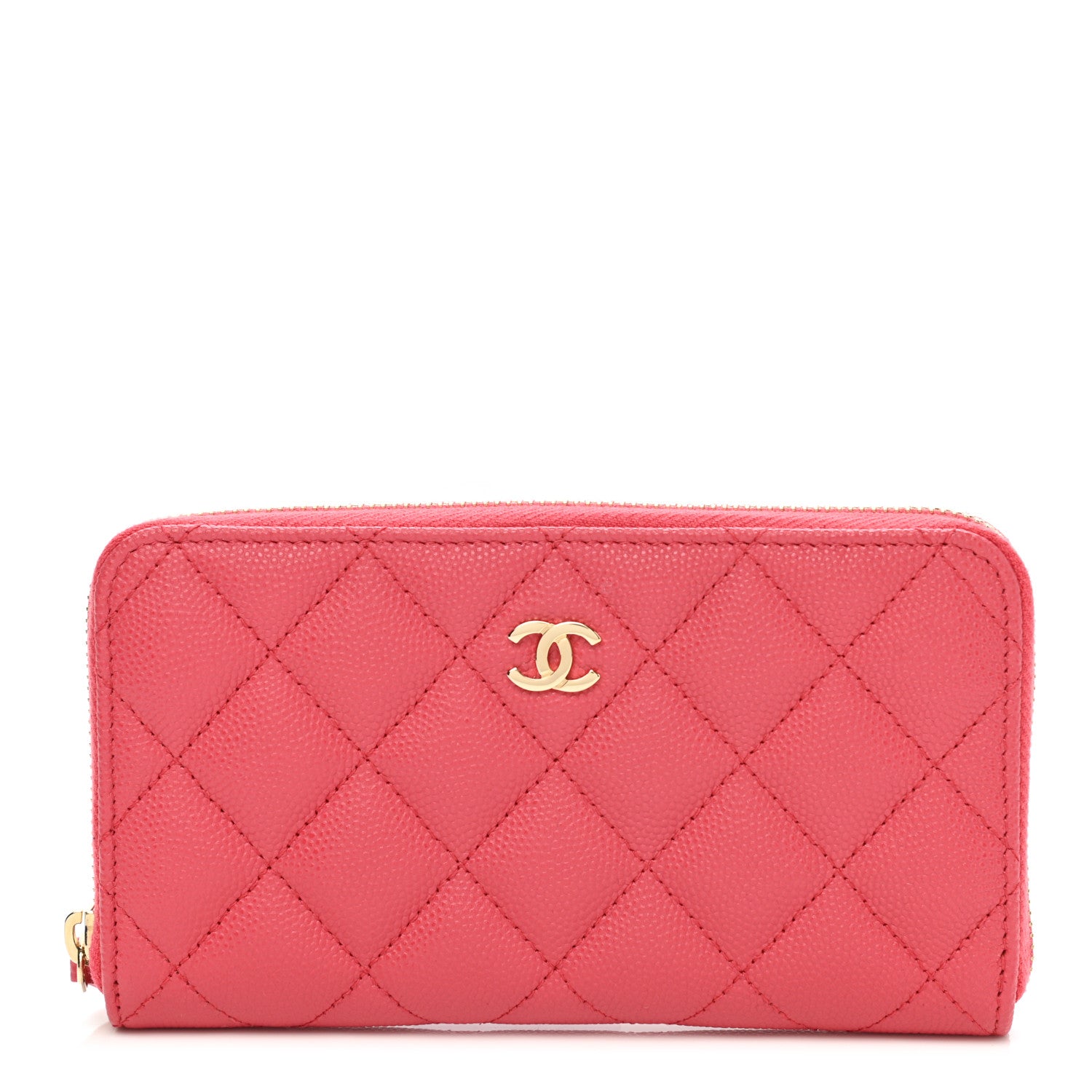 Chanel Caviar Quilted Medium Zip Around Wallet Dark Pink 1 of 8