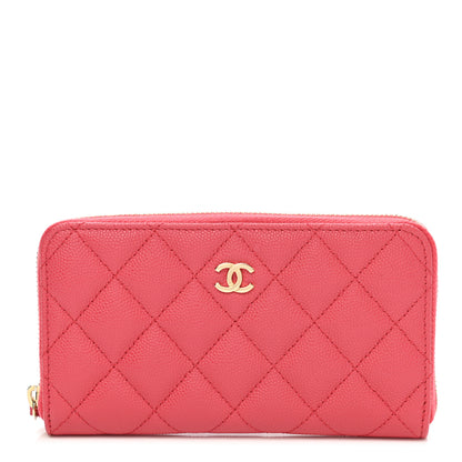 Chanel Caviar Quilted Medium Zip Around Wallet Dark Pink 1 of 8