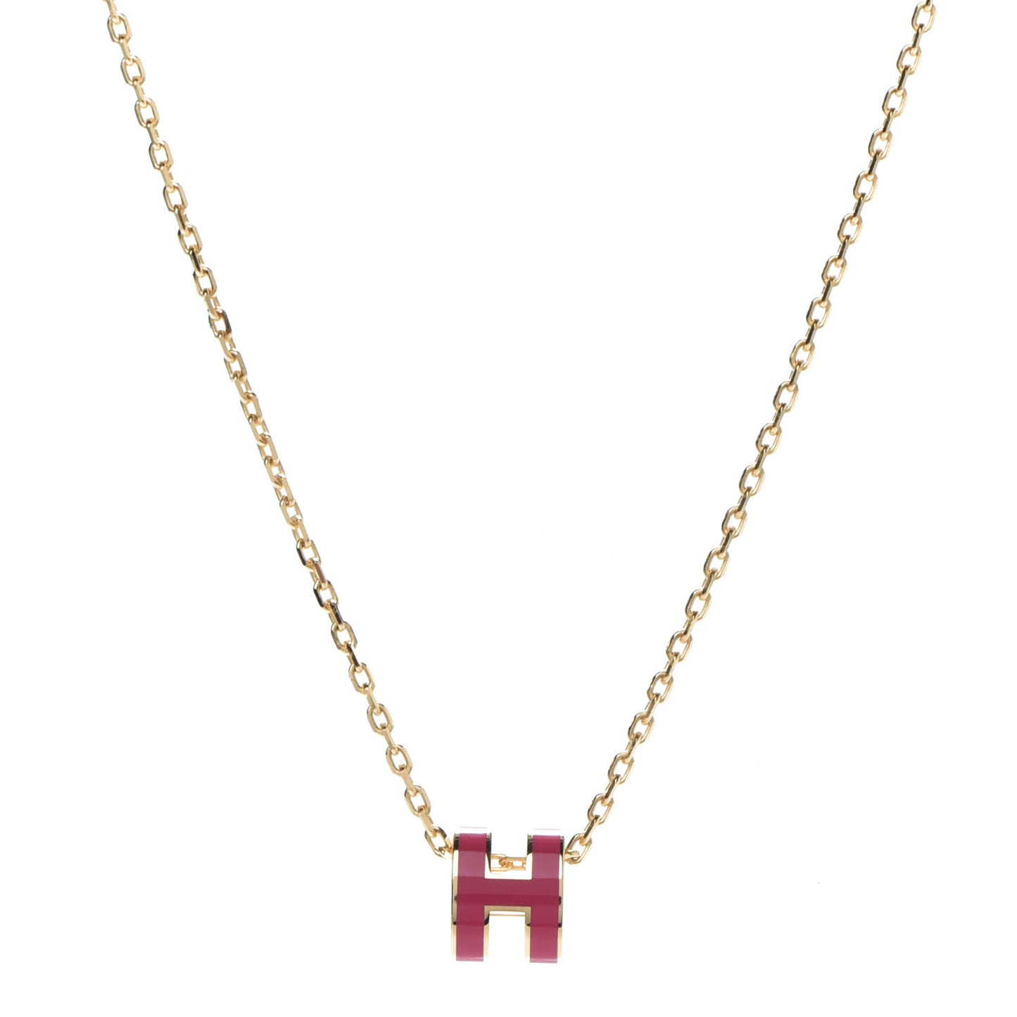 Lacquered Gold Mini Pop H Pendant Necklace Rose Extreme