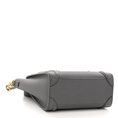 Celine Drummed Calfskin Nano Luggage Kohl 4 of 11