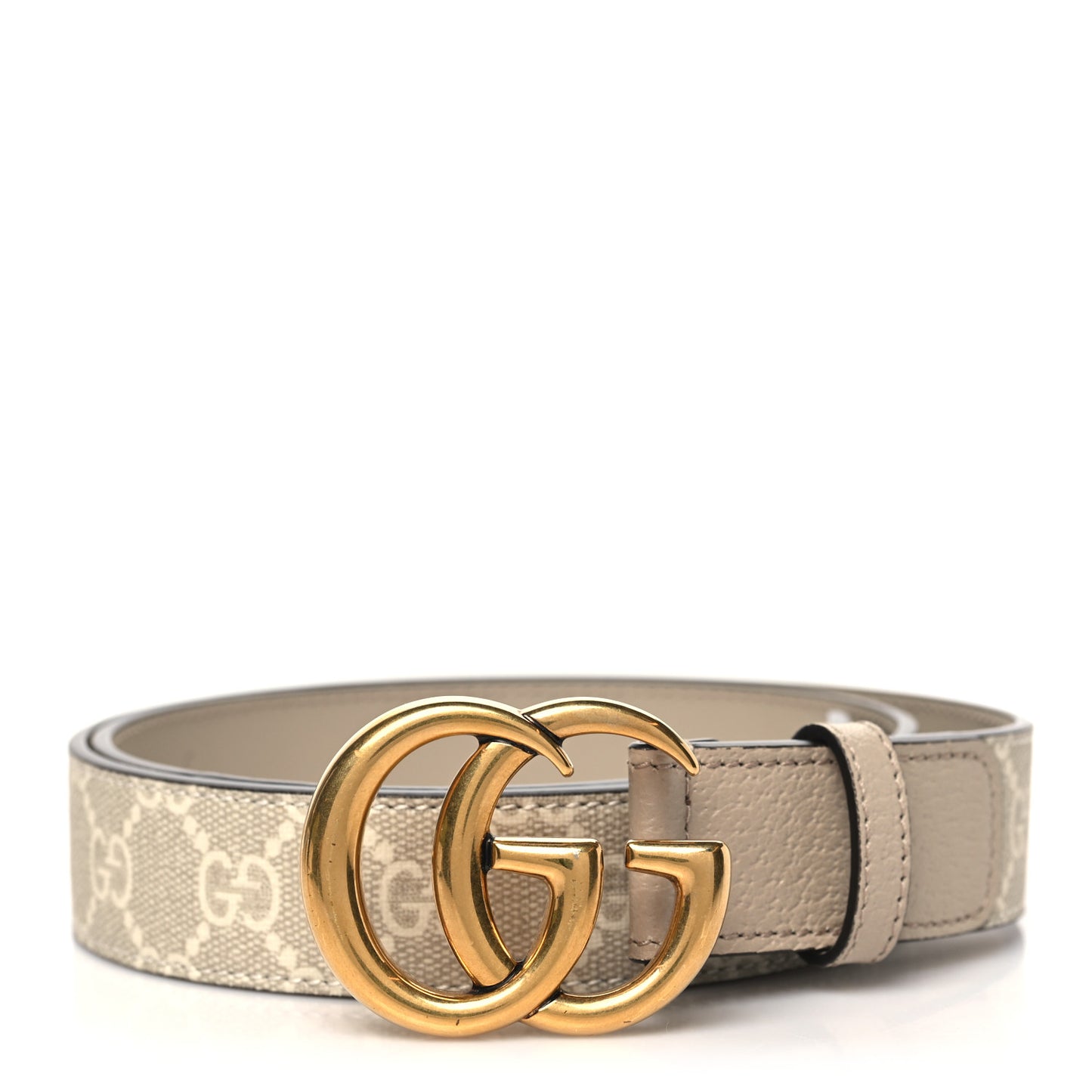 GG Supreme Monogram Calfskin Double G 30mm Belt 90 36 Beige Mystic White Oatmeal