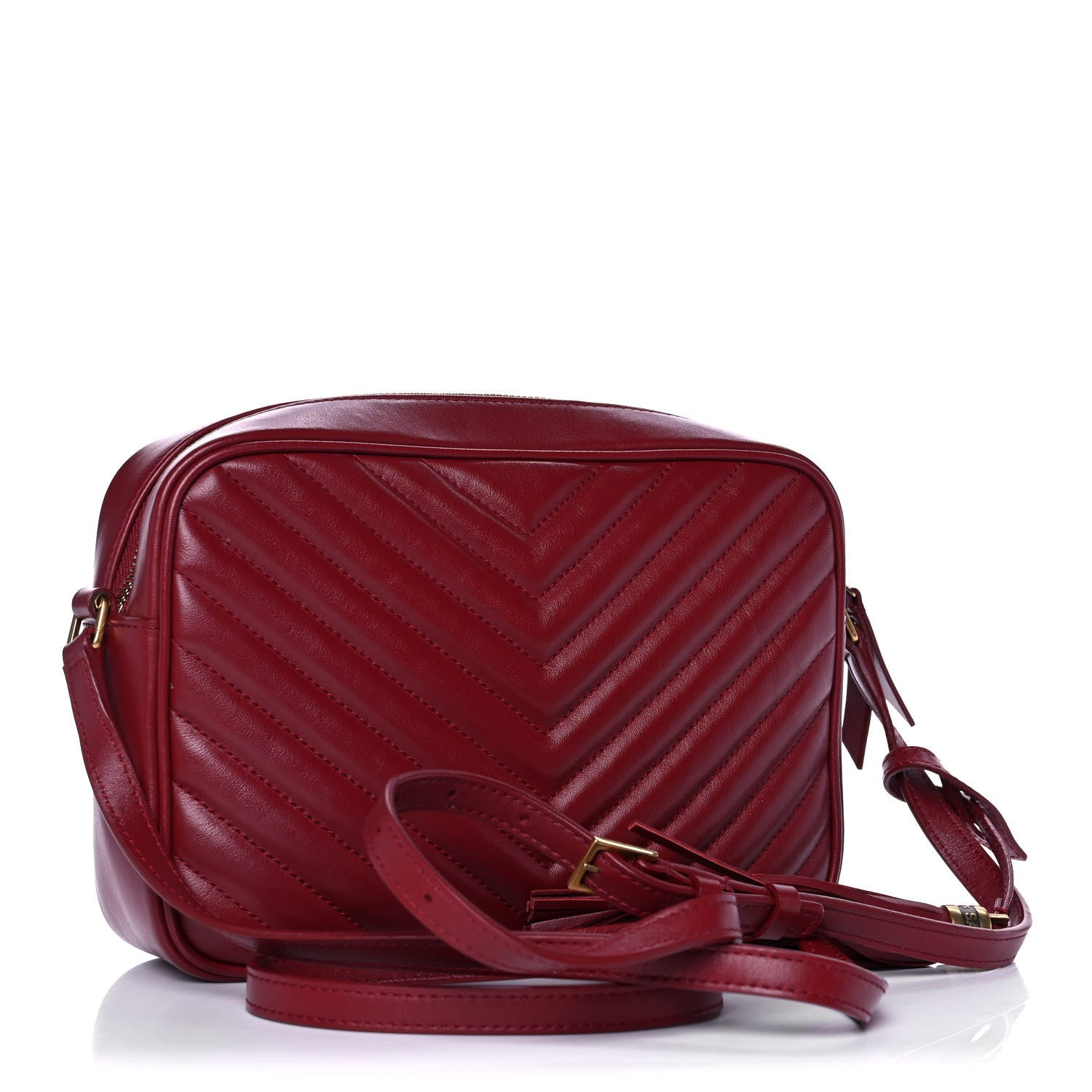 Saint Laurent Calfskin Matelasse Monogram Lou Camera Bag Red 3 of 14