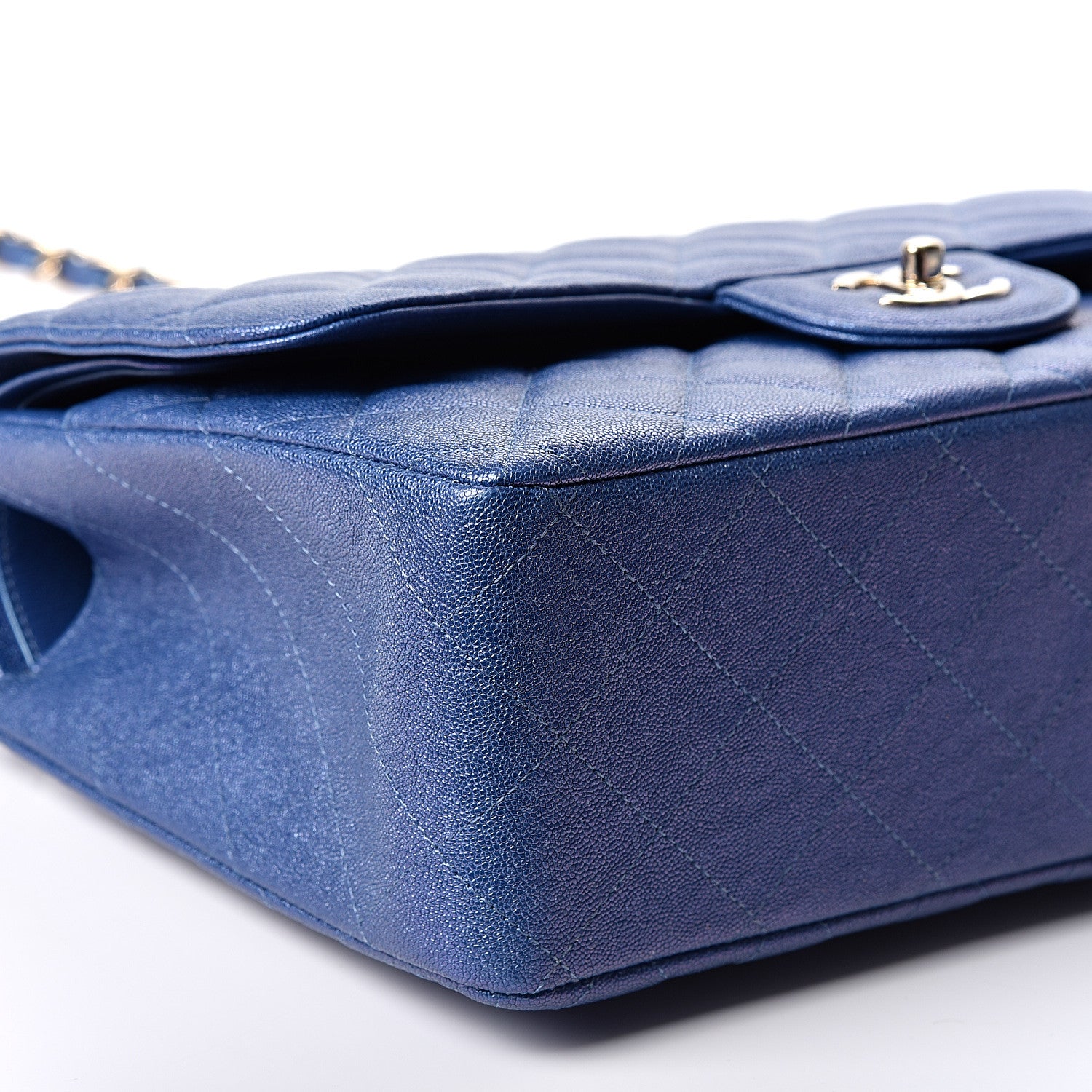 Chanel Iridescent Caviar Quilted Jumbo Double Flap Dark Blue 8 of 9