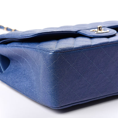 Chanel Iridescent Caviar Quilted Jumbo Double Flap Dark Blue 8 of 9