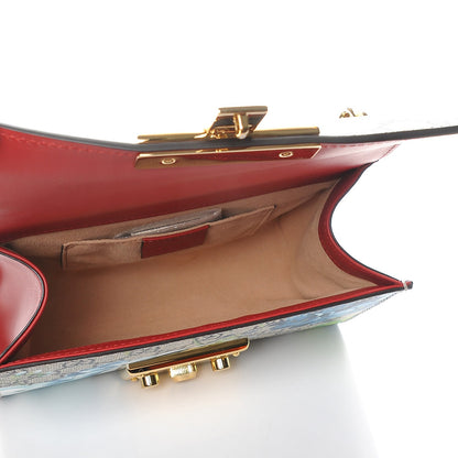 Gucci GG Supreme Monogram Blooms Small Padlock Shoulder Bag Beige Blue Navy Hibiscus Red 5 of 8