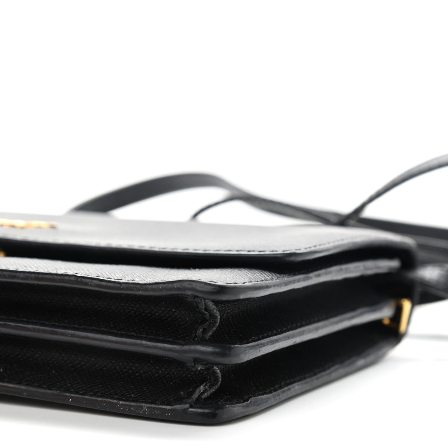 Saffiano Metal Flap Wallet With Strap Black