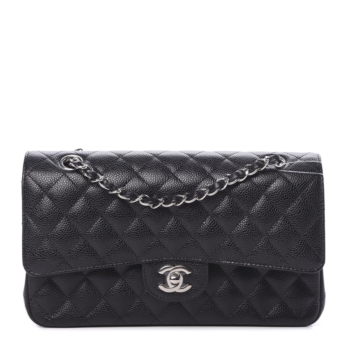 Caviar Quilted Medium Double Flap Black