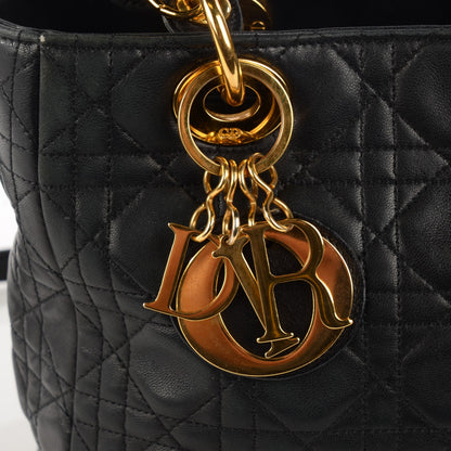 Christian Dior Lambskin Cannage Medium Lady Dior Black 6 of 9