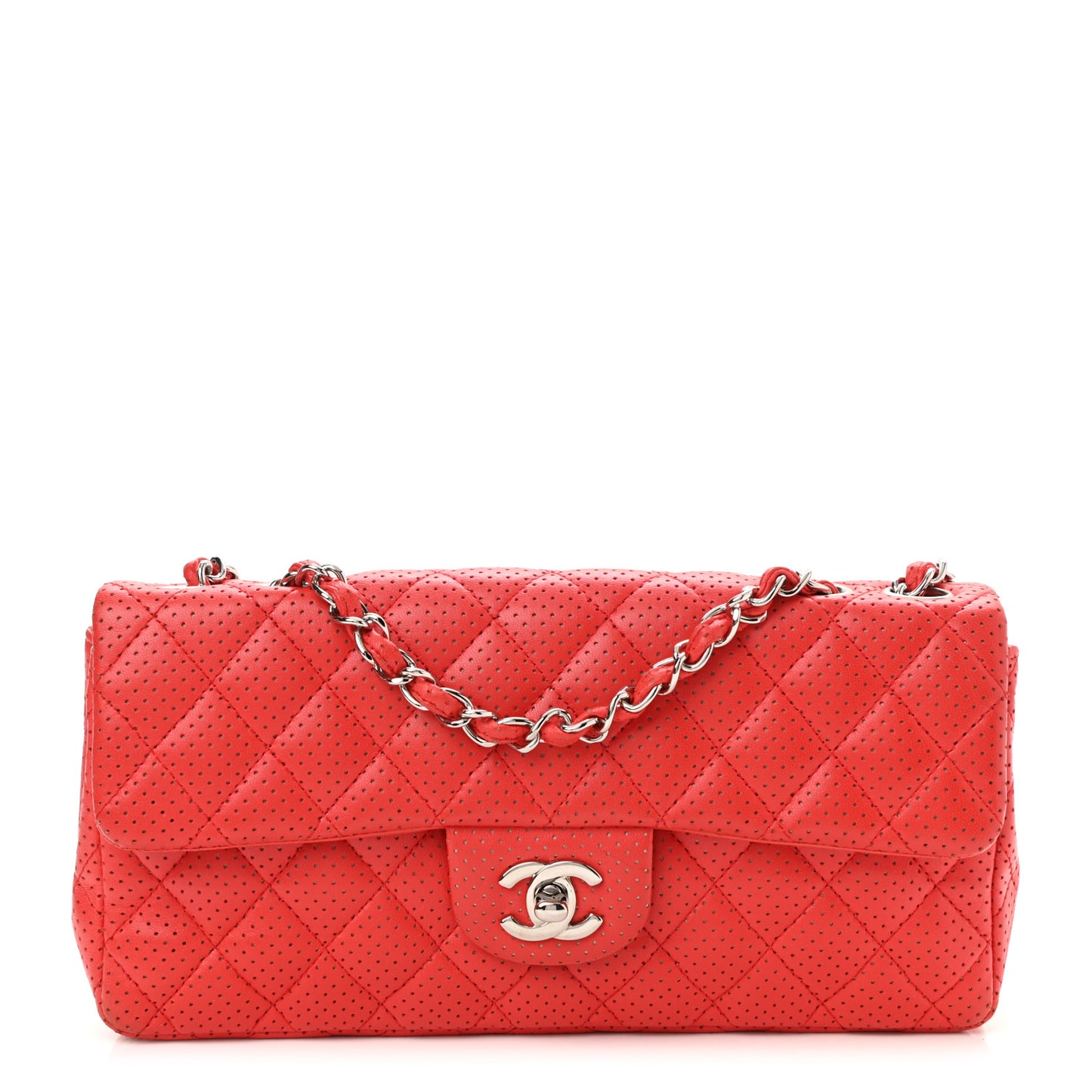 Lambskin Perforated East West Flap Red