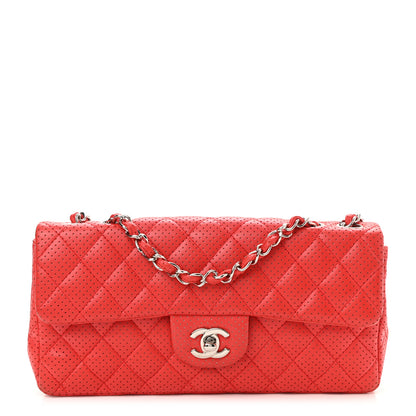 Chanel Lambskin Perforated East West Flap Red 1 of 11