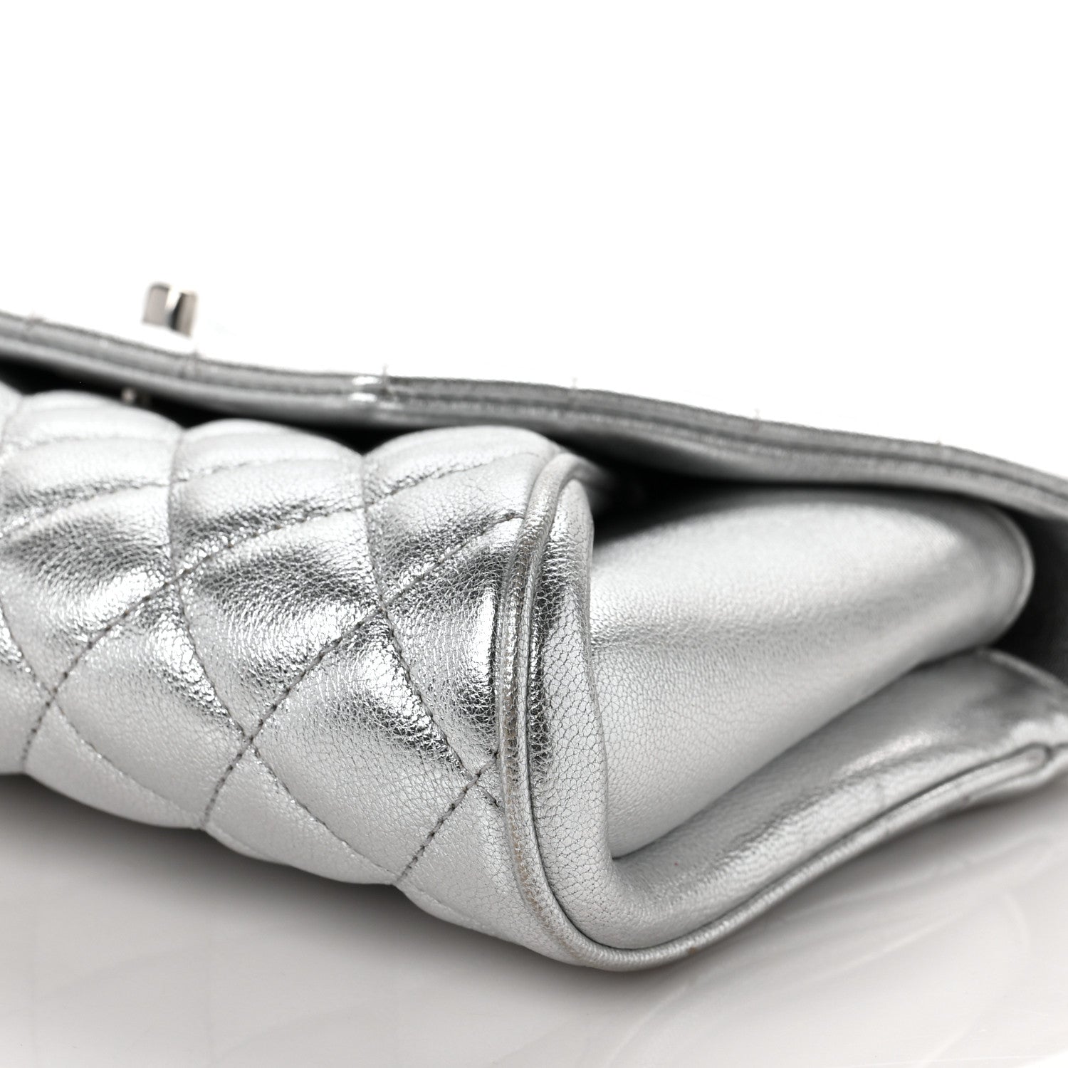 Chanel Metallic Calfskin Quilted Fold Up Again Clutch Silver 9 of 9