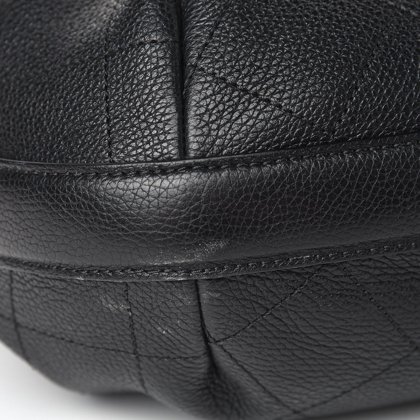 Grained Calfskin Stitched Accordion Shoulder Bag Black