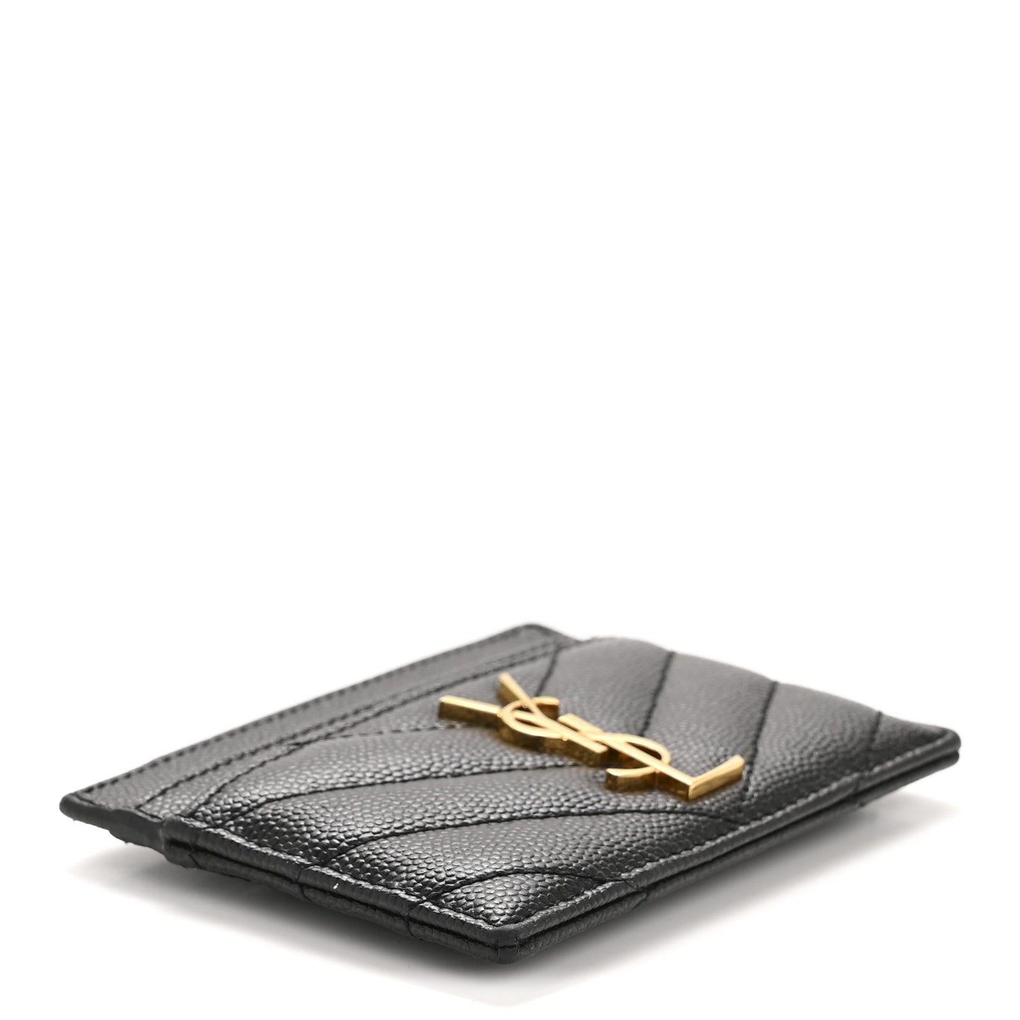 Grain De Poudre Matelasse Chevron Monogram Credit Card Case Black