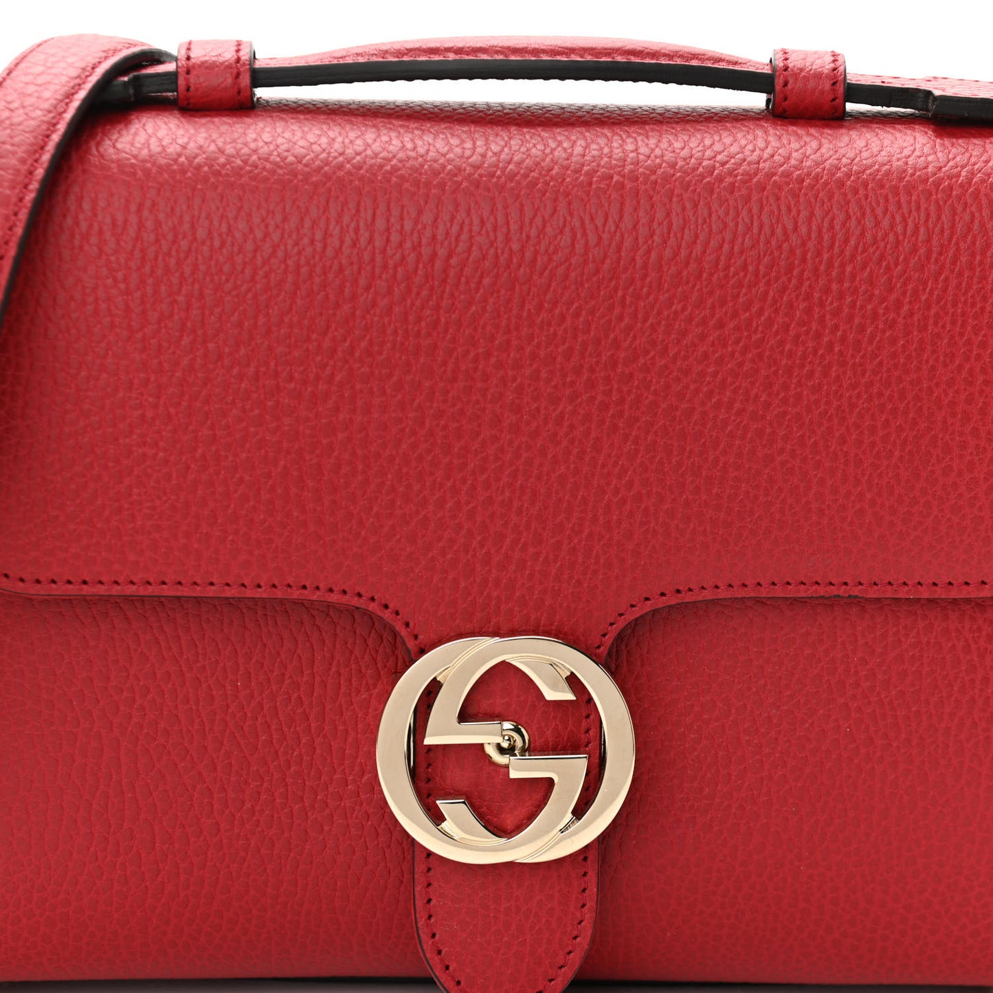 Dollar Calfskin Interlocking G Top Handle Shoulder Bag Red