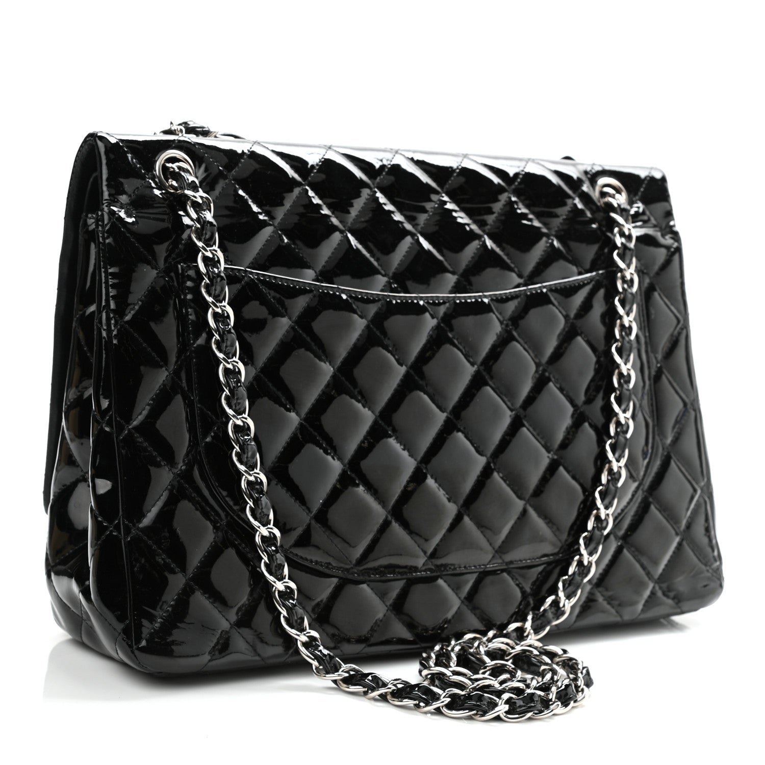 Chanel Patent Quilted Maxi Double Flap Black 2 of 11