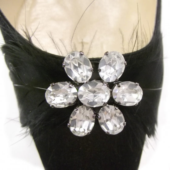 Jimmy Choo Satin Feather Crystal Slides 40 Black 6 of 7