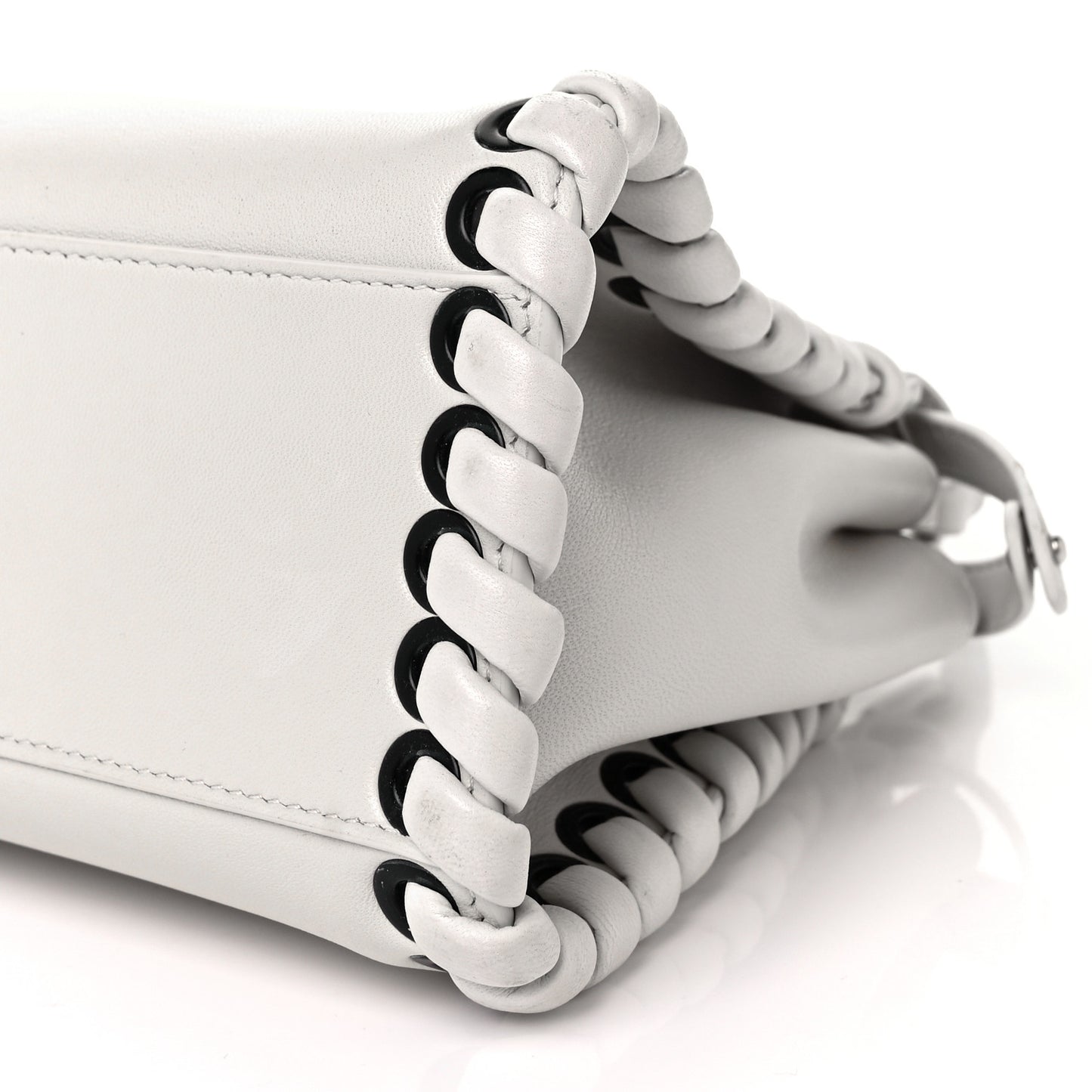 Nappa Lace Up Mini Peekaboo Iconic Satchel Bianco Carta