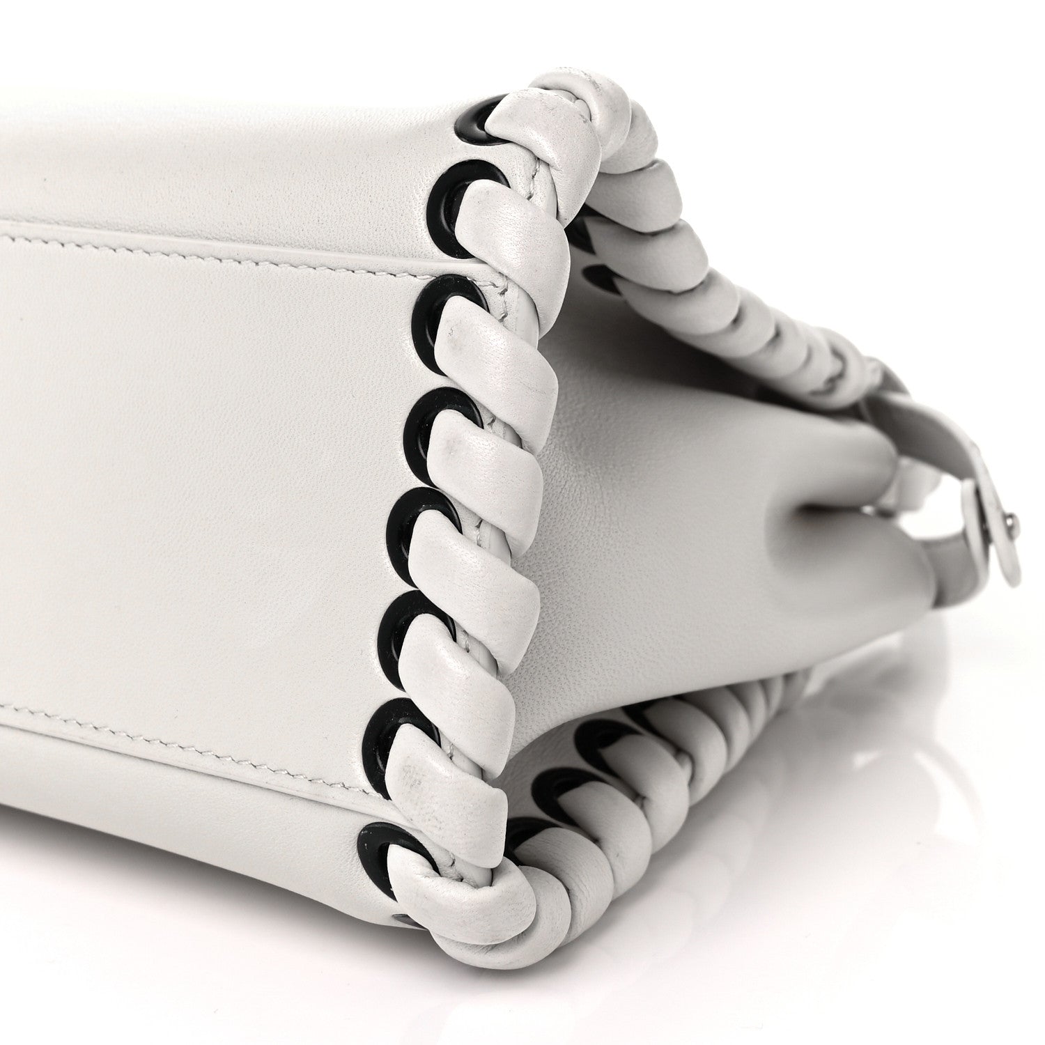 Fendi Nappa Lace Up Mini Peekaboo Iconic Satchel Bianco Carta 9 of 9