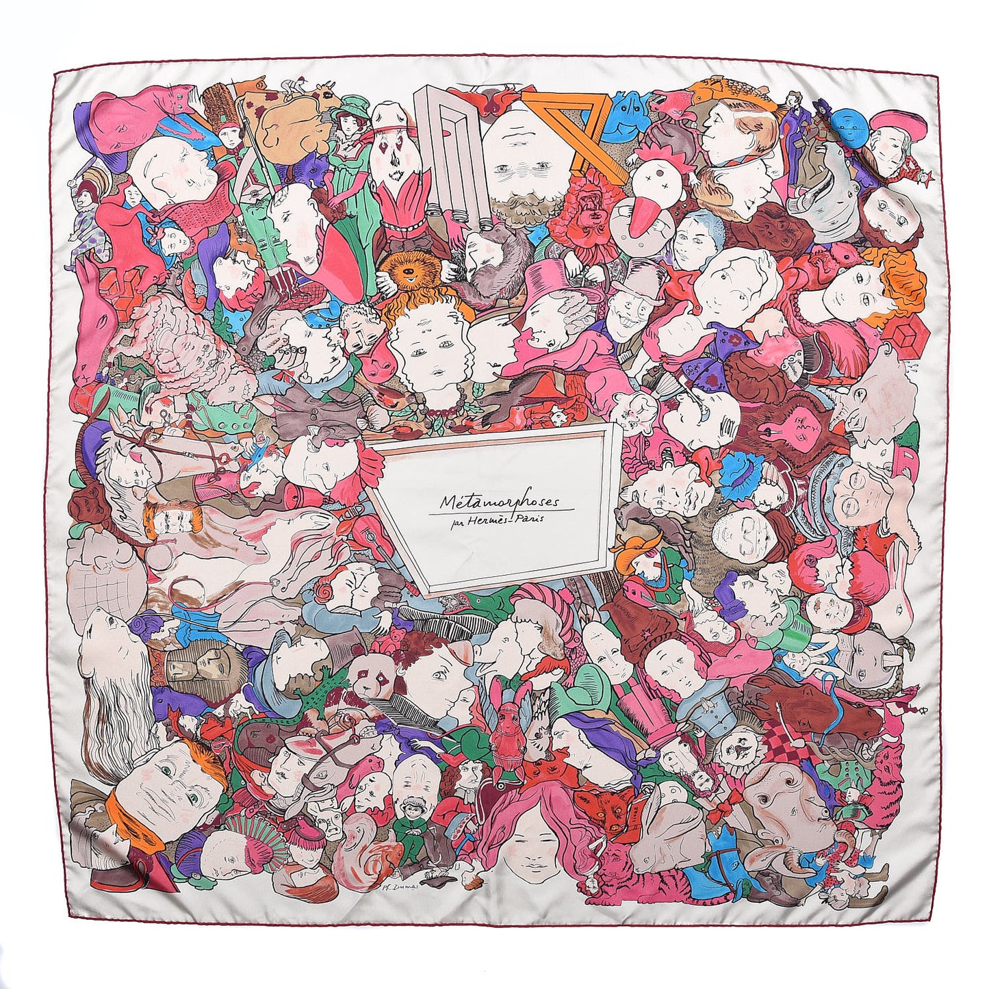 Silk Metamorphoses Par Paris Scarf 90 Rose Cendre Vert