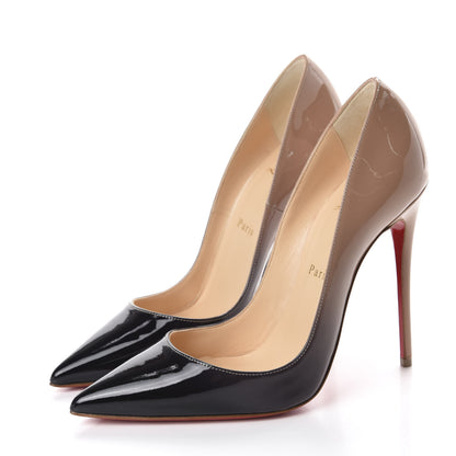 Christian Louboutin Patent Degrade So Kate 120 Pumps 37.5 Black Nude 3 of 9