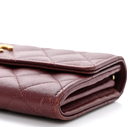 Chanel Caviar Quilted Studded CC Large Gusset Flap Wallet Burgundy 11 of 12