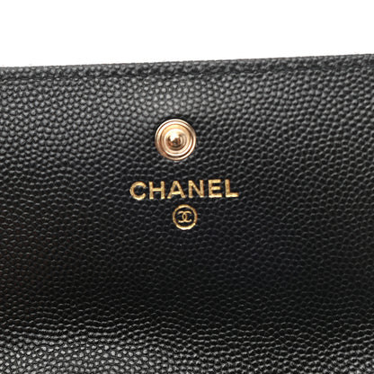 Chanel Caviar Quilted Crystal CC Large Gusset Flap Wallet Black 6 of 8
