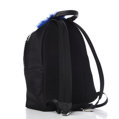 Fendi Nylon Vitello Century Mink Fox Goat Fur Studded Karlito Backpack Black Multicolor 3 of 10
