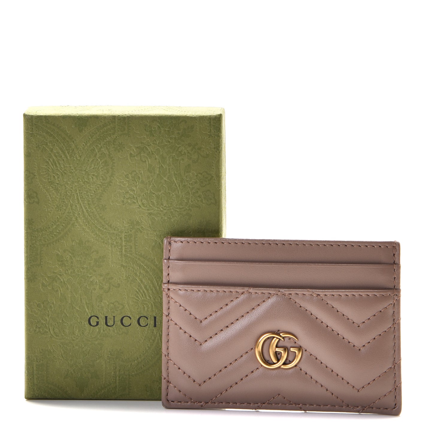 Calfskin Matelasse GG Marmont Card Holder Porcelain Rose