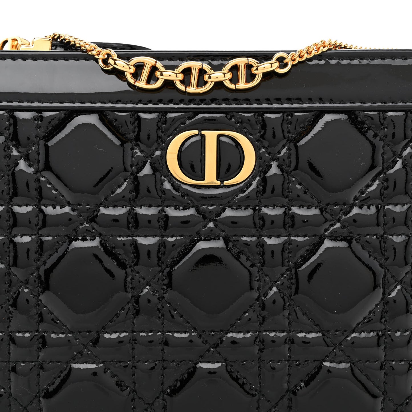 Patent Cannage Caro Zipped Pouch With Chain Black