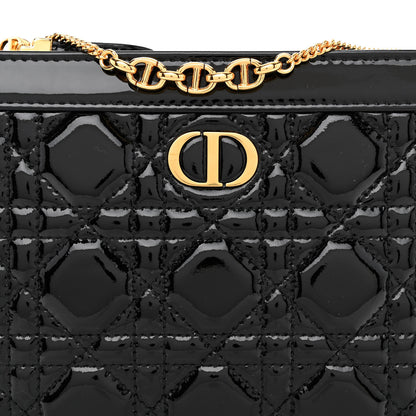 Christian Dior Patent Cannage Caro Zipped Pouch With Chain Black 8 of 10