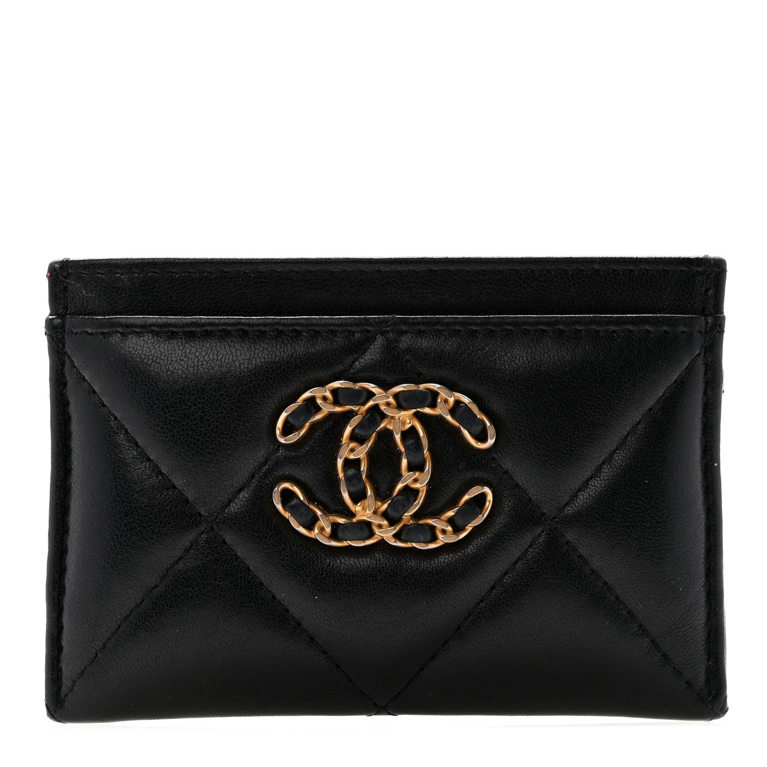 Chanel Lambskin Quilted Chanel 19 Card Holder Black 1 of 8