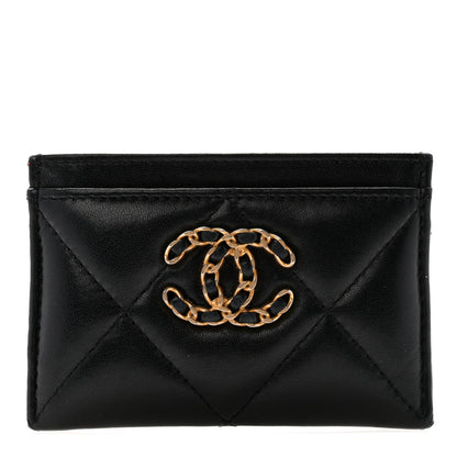 Chanel Lambskin Quilted Chanel 19 Card Holder Black 1 of 8