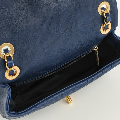 Chanel Lambskin Chevron Quilted Small Flap Navy Blue 8 of 8
