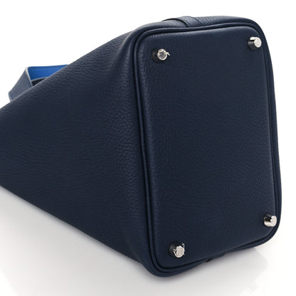 Hermes Taurillon Clemence Eclat Picotin Lock 18 PM Bleu Nuit Bleu Zellige 9 of 10