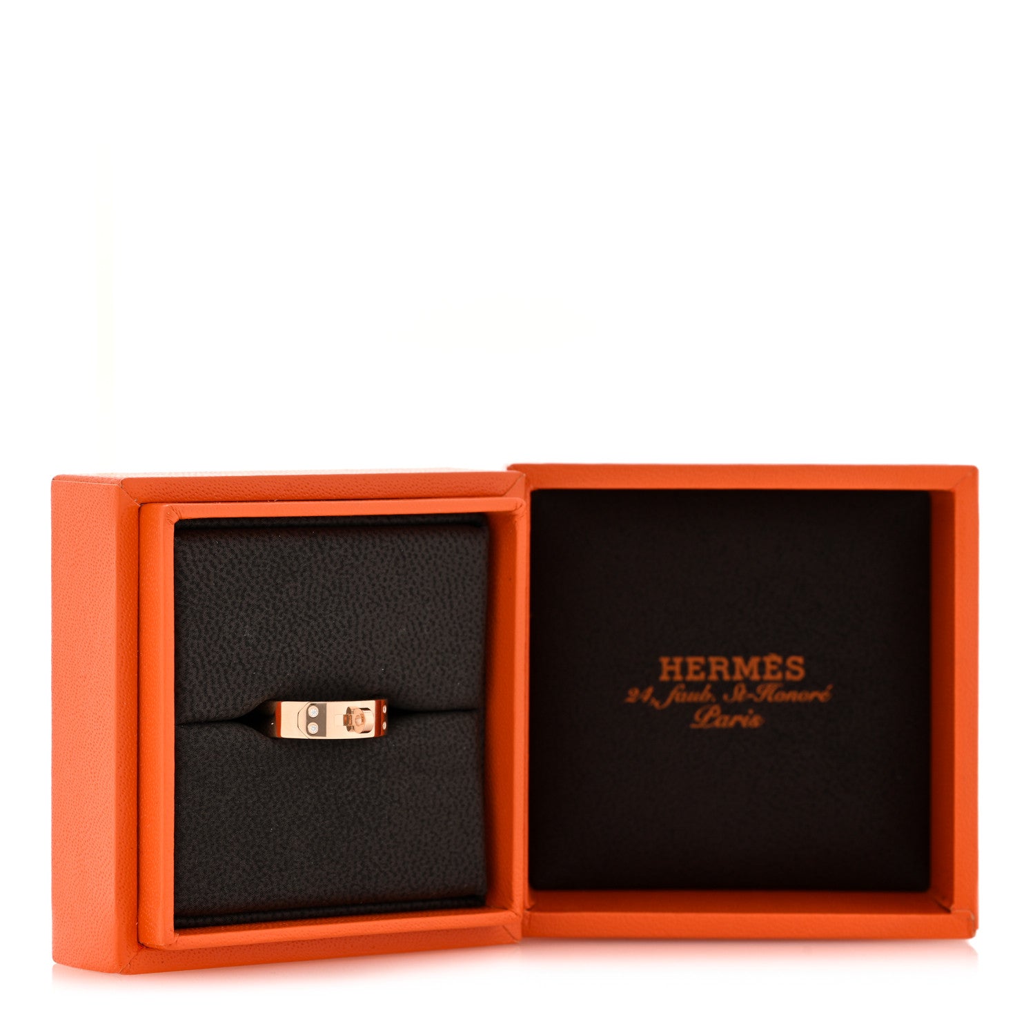 Hermes 18K Rose Gold Diamond PM Kelly Ring 54 7 5 of 5