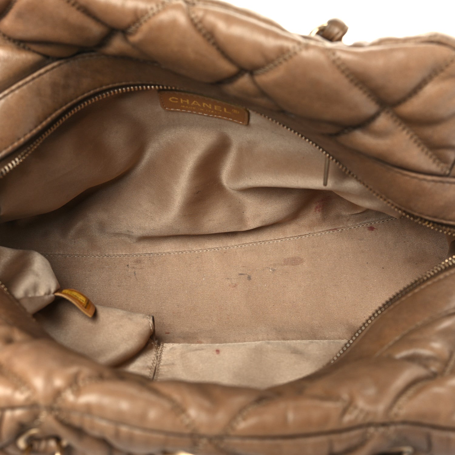 Chanel Lambskin Bubble Quilt Bowler Dark Beige 5 of 12