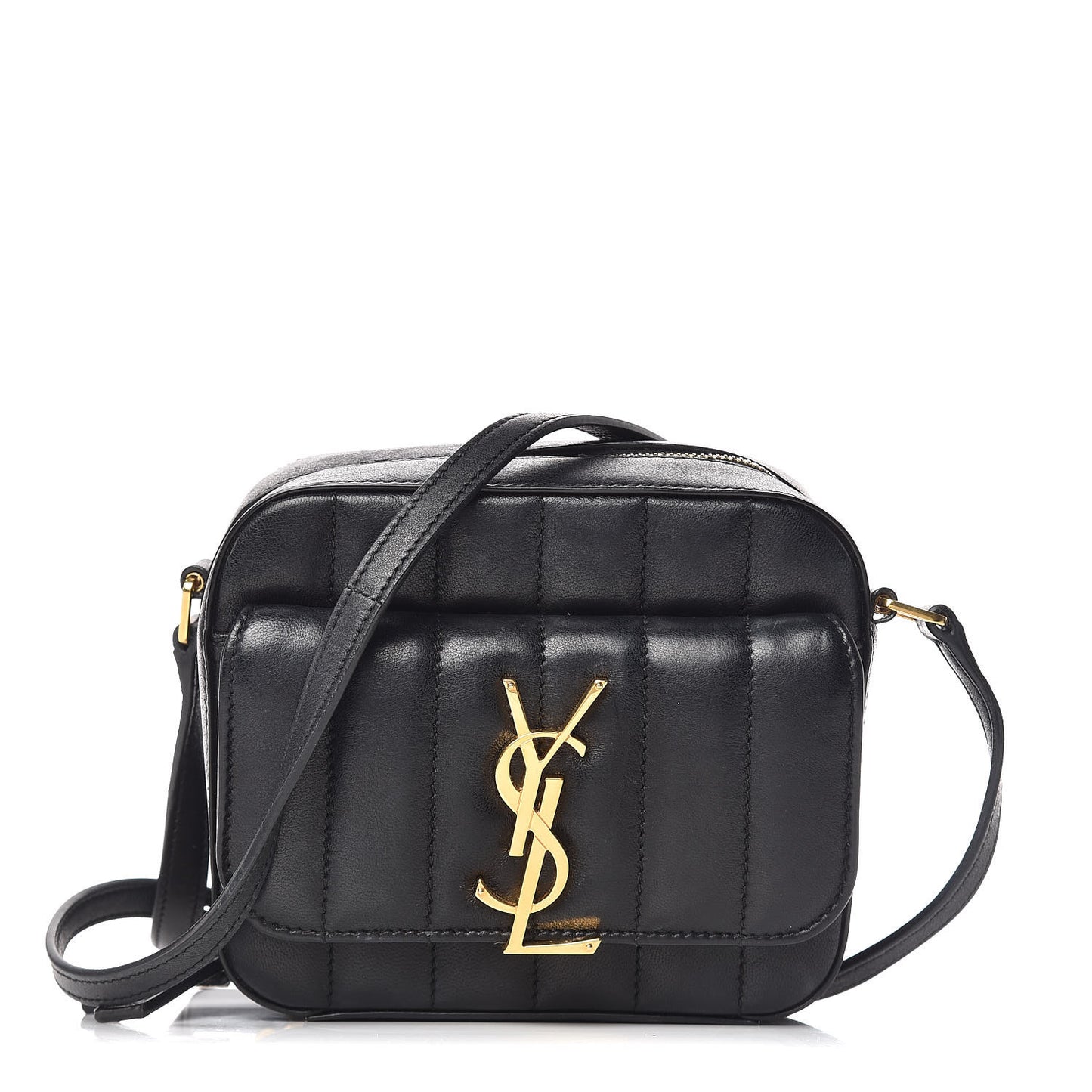 Lambskin Matelasse Monogram Toy Vicky Camera Bag Black