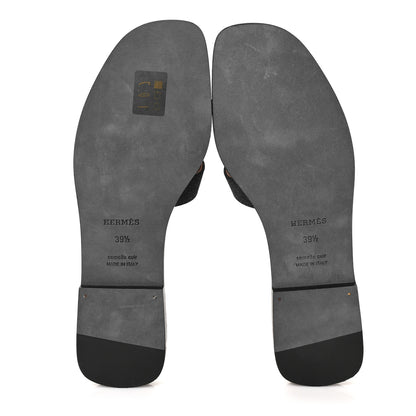Hermes Denim Canvas Oran Sandals 39.5 Bleu Brut 6 of 9
