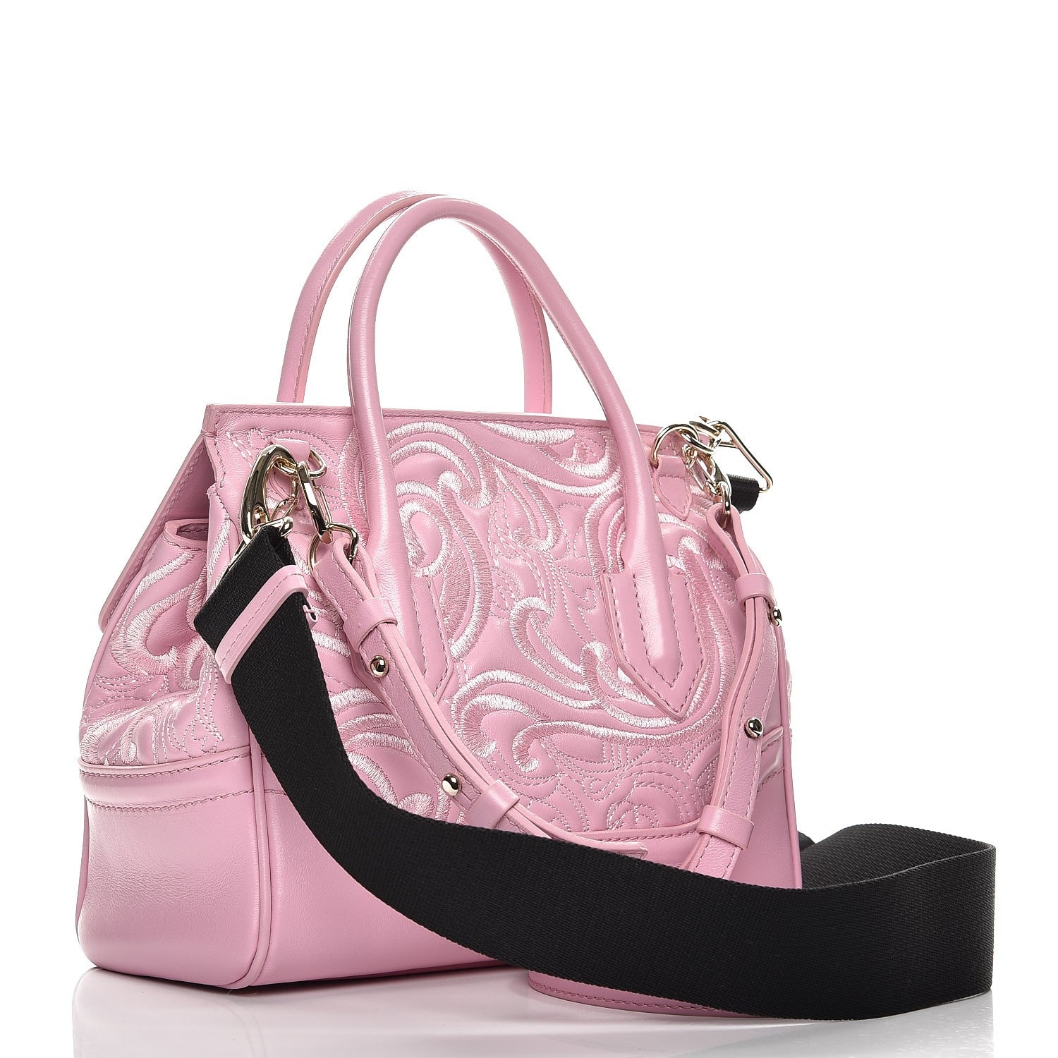 Versace Calfskin Embroidered Medium Baroque Palazzo Empire Bag Pink 6 of 9