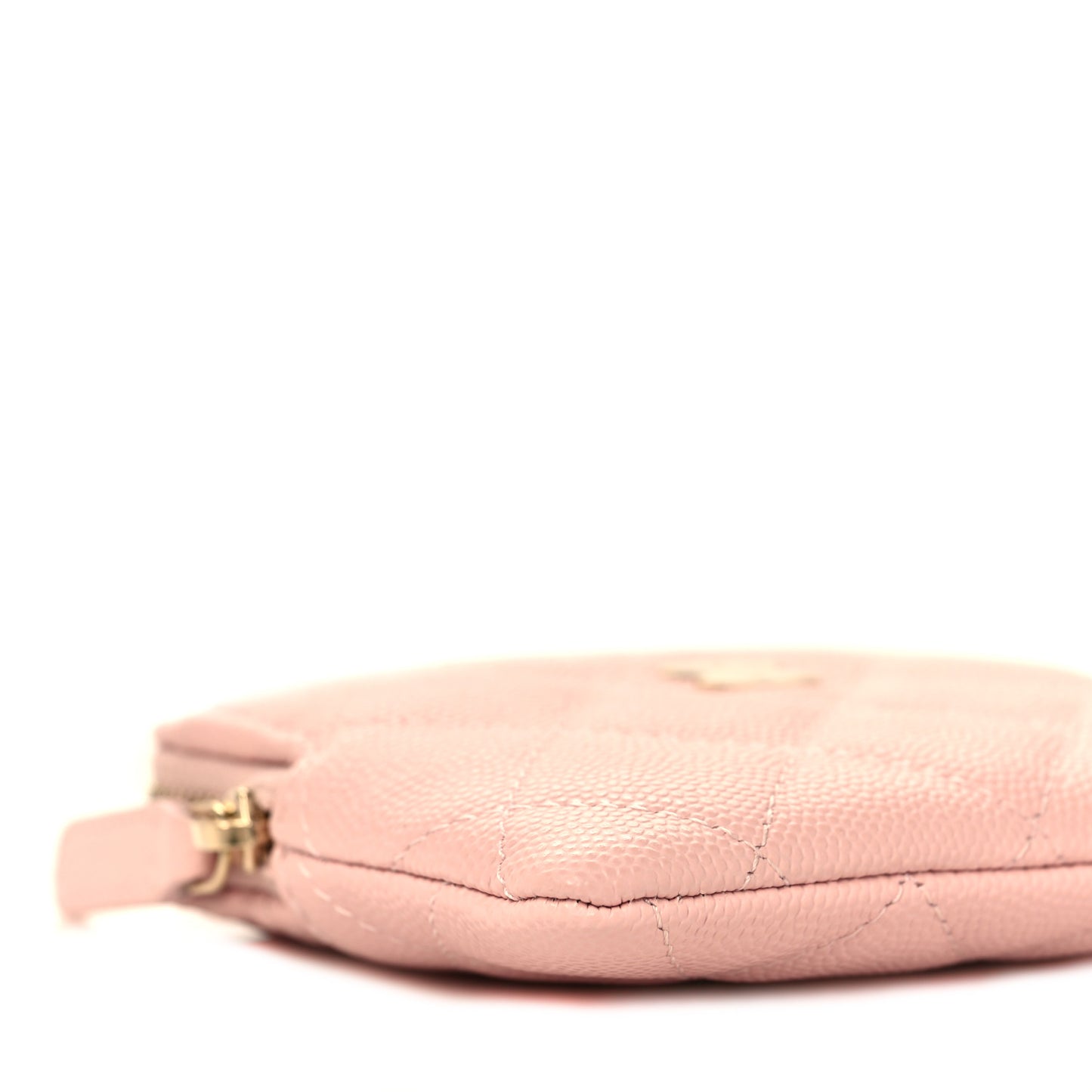 Caviar Quilted Zip Card Holder Wallet Light Pink