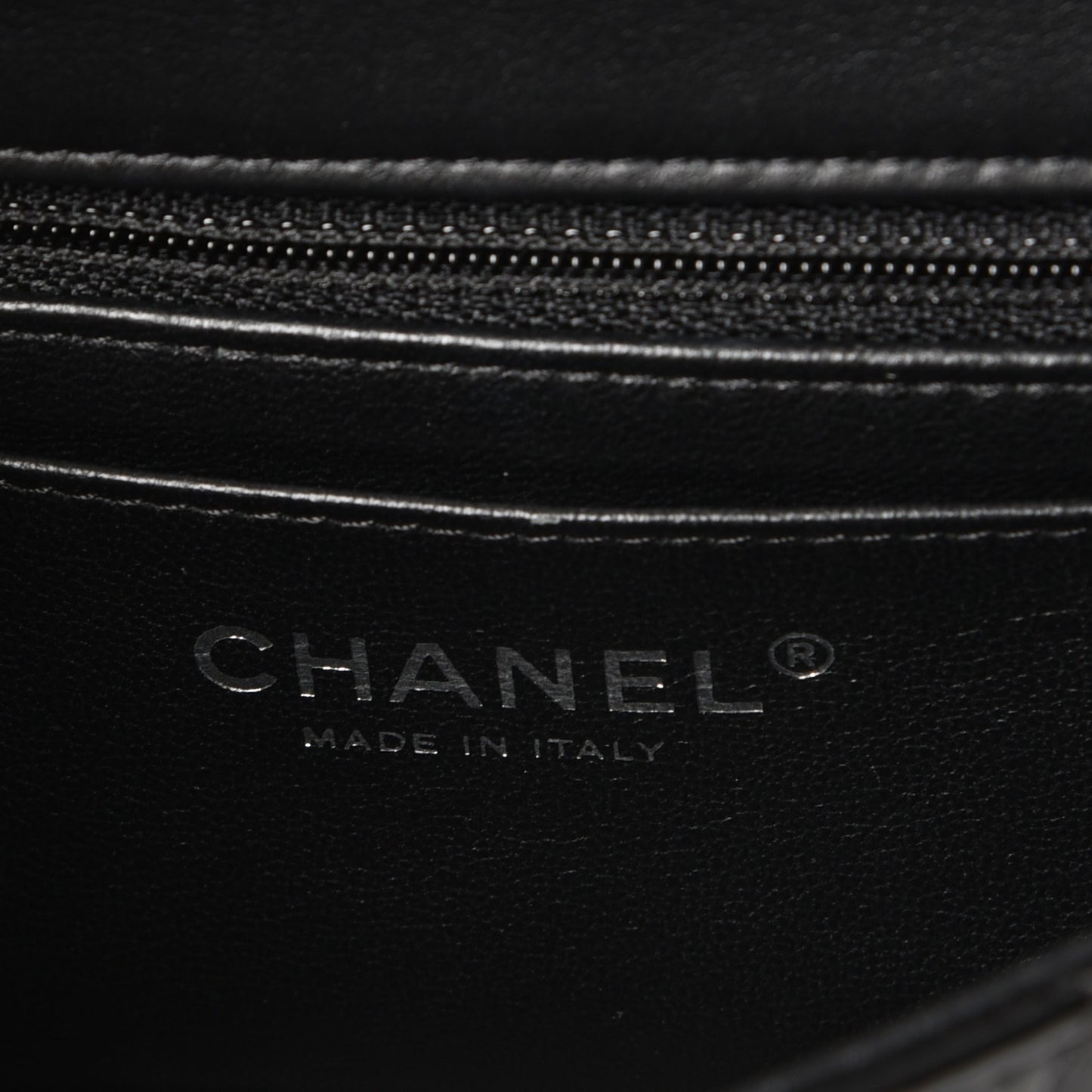 Patent Calfskin Quilted Mini Rectangular Flap Black