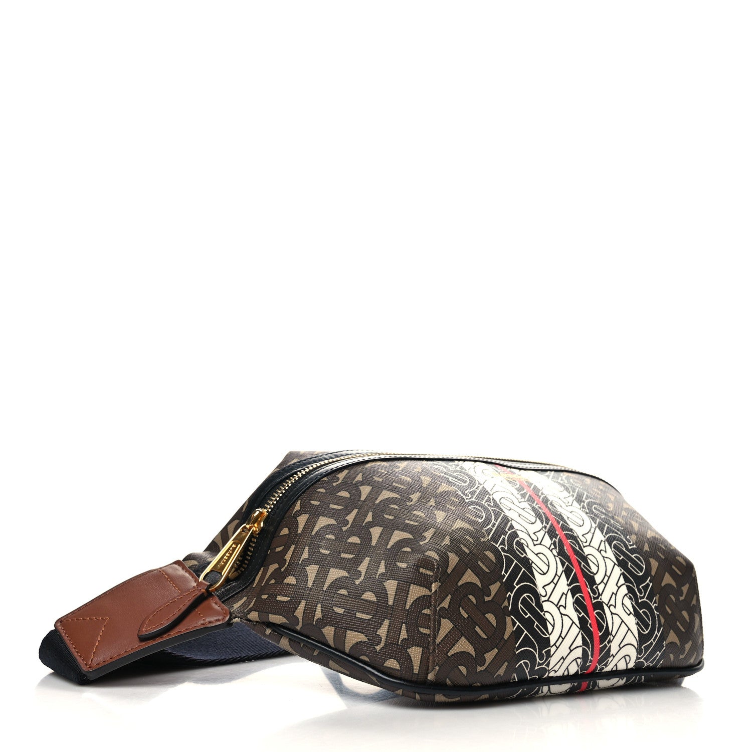 Burberry E-Canvas Monogram Stripe Medium Sonny Bum Bag Bridle Brown 4 of 11