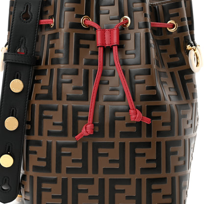 Fendi Vitello Grace F is Fendi Bi-Color FF 1974 Embossed Grande Mon Tresor Bucket Bag Maya Black Fragola 10 of 13