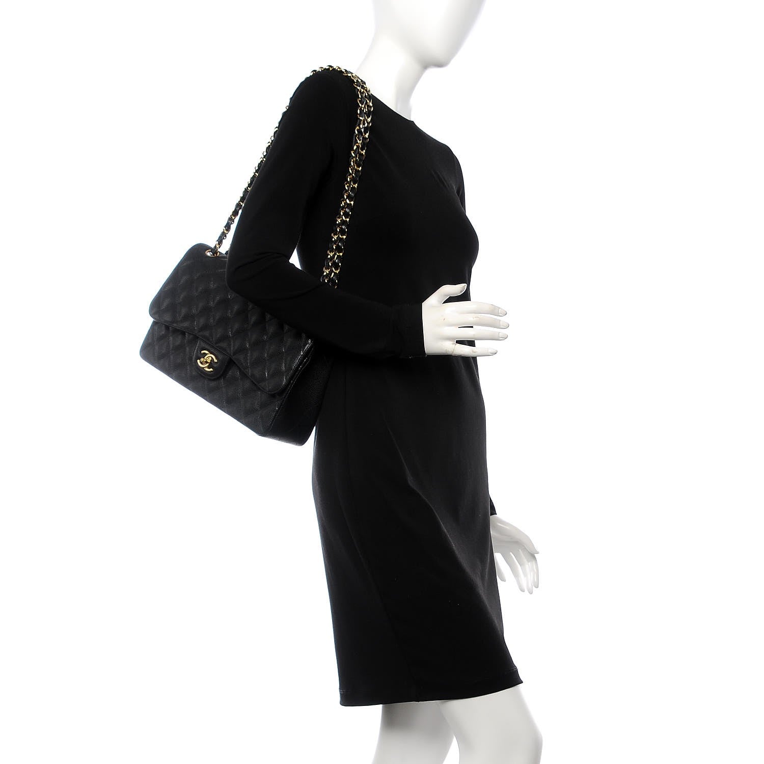 Chanel Caviar Quilted Jumbo Double Flap Black 2 of 8